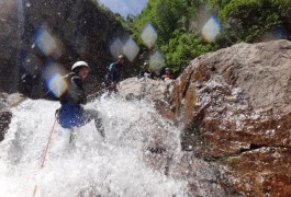 Rappel En Canyoning Dans Les Cévennes Au Tapoul Près Du Mont Aigoual. Sports De Pleine Nature Dans Tous Le Languedoc-Roussillon.