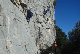 Escalade Avec Des Groupes D'enfants Sur Les Falaises De L'Hérault Et Du Gard, En Languedoc-Roussillon.