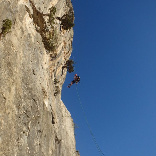 Rappel En Escalade En Grande Voie Près De Montpellier Dans L'Hérault